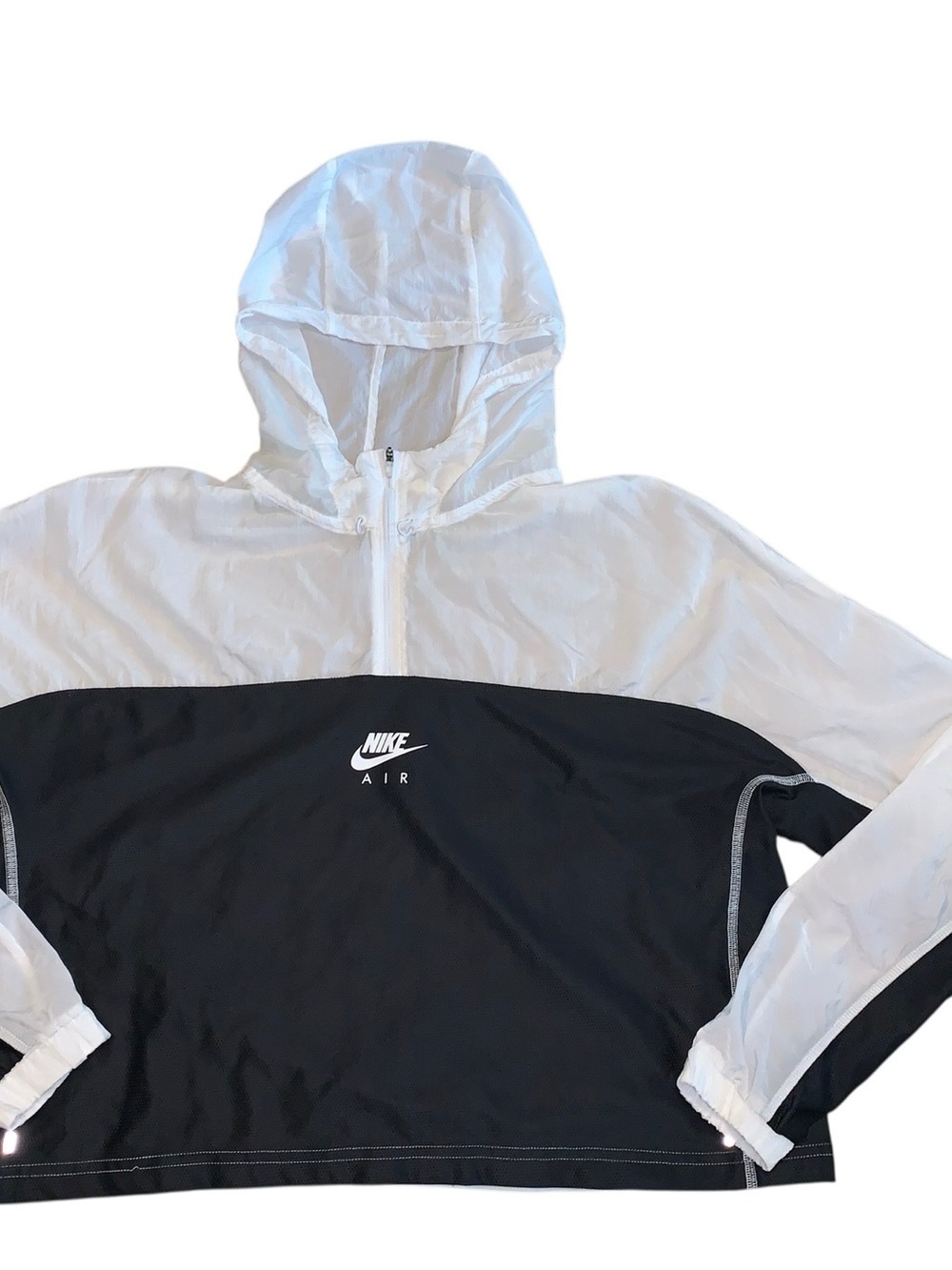 Nike Air Windbreaker Jacket Black White Hooded Half Zip Pullover Size L
